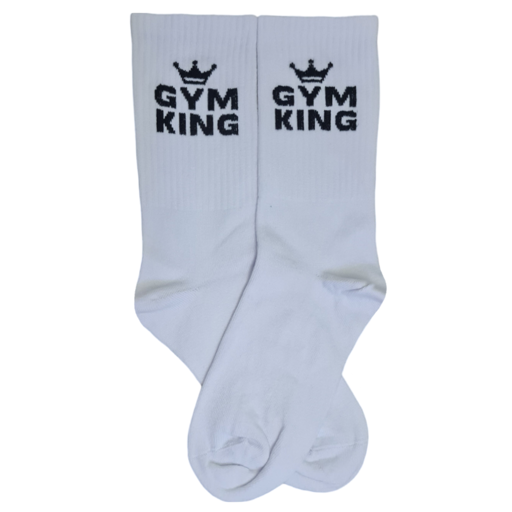 A pair of white GYM KING socks