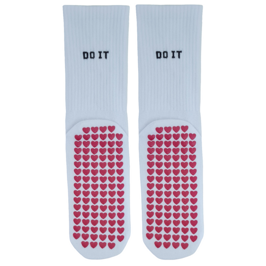 White Yoga Pilates Grip Socks with Silicone Non-Slip Bottom